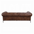 Benjara Sofa- Classic 96 Inch- Black Metal Legs- Mocha Brown Top Grain Leather