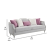 Benjara Kyna Sofa with 5 Pillows- 94 Inch- Champagne Wood Trim and Beige Linen
