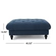 Benjara Capri Ottoman- Tufted Navy Blue Fabric- Birch Wood- Square 41 Inch