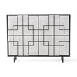 Benjara 31x41 Fireplace Screen with Mesh- Contemporary Design- Black- Silver