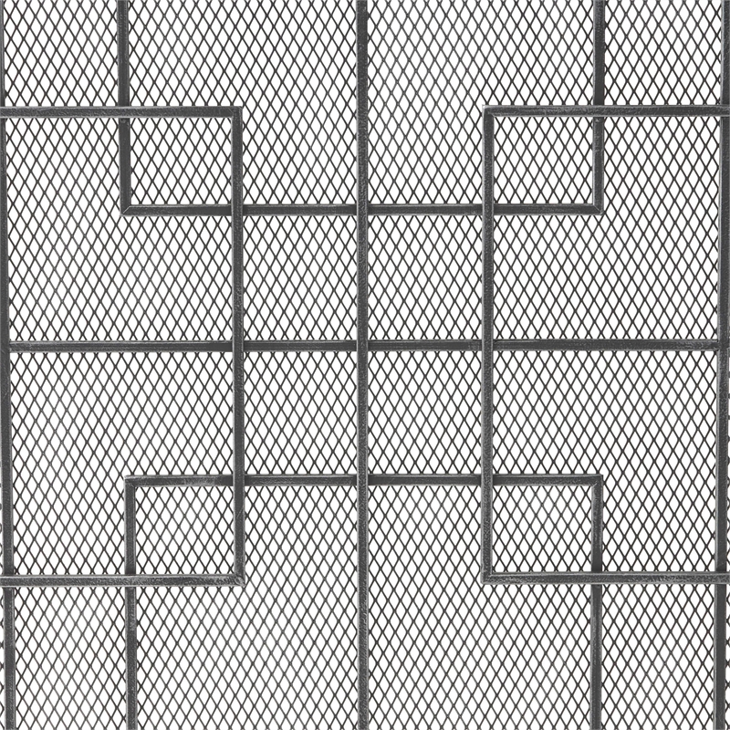 Benjara 31x41 Fireplace Screen with Mesh- Contemporary Design- Black- Silver