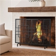 Benjara 31x41 Fireplace Screen with Mesh- Contemporary Design- Black- Silver
