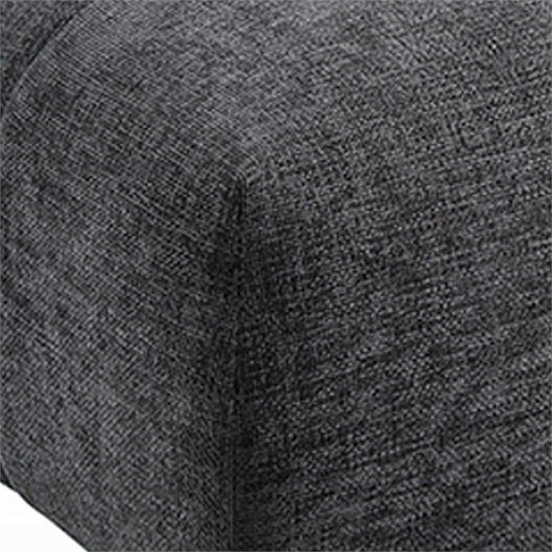 Benjara Cloe Modern Ottoman- Tufted Gray Linen Upholstery- 39x26 Solid Wood