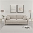 Benjara Isy Sofa with Pull Out Sleeper- Removable Cushions- 2 Pillows- Beige
