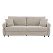 Benjara Isy Sofa with Pull Out Sleeper- Removable Cushions- 2 Pillows- Beige