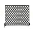 Benjara 35x39 Fireplace Screen- Flower Design- Classic Matte Black Iron Finish