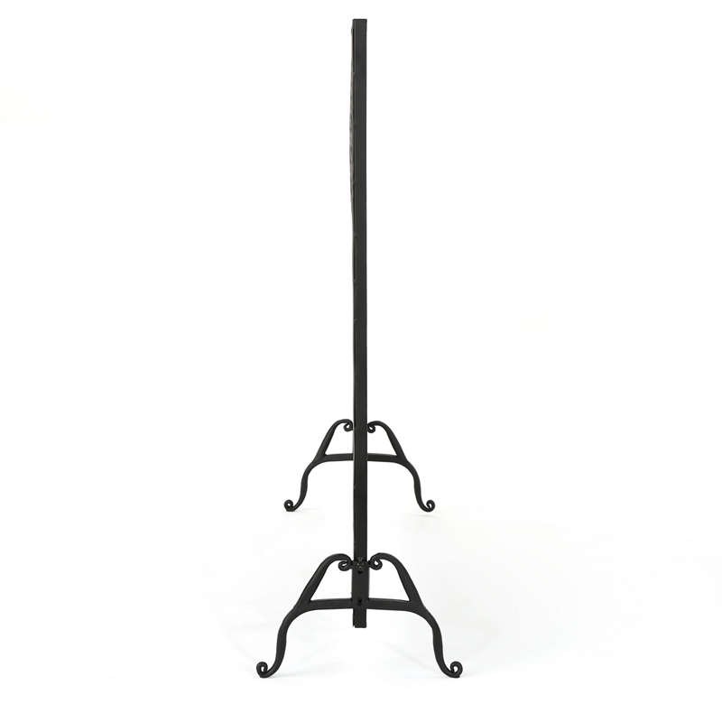 Benjara 35x39 Fireplace Screen- Flower Design- Classic Matte Black Iron Finish