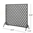 Benjara 35x39 Fireplace Screen- Flower Design- Classic Matte Black Iron Finish