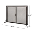 Benjara 31x40 Fireplace Screen- 2 Door Diamond Mesh Design- Black Bronze Iron
