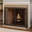 Benjara 31x40 Fireplace Screen- 2 Door Diamond Mesh Design- Black Bronze Iron