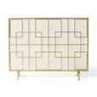 Benjara 31x41 Fireplace Screen- Overlapping Square Design- Classic Gold Iron