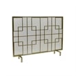 Benjara 31x41 Fireplace Screen- Overlapping Square Design- Classic Gold Iron