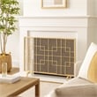 Benjara 31x41 Fireplace Screen- Overlapping Square Design- Classic Gold Iron