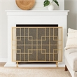 Benjara 31x41 Fireplace Screen- Overlapping Square Design- Classic Gold Iron