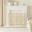 Benjara 31x41 Fireplace Screen- Overlapping Square Design- Classic Gold Iron