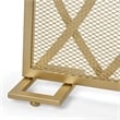 Benjara 30x40 Fireplace Screen- Overlapping Round Lens Design- Gold Iron
