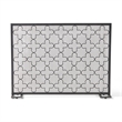 Benjara 30x41 Fireplace Screen- Classic Clover Trellis Pattern- Black Iron