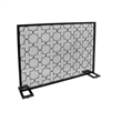 Benjara 30x41 Fireplace Screen- Classic Clover Trellis Pattern- Black Iron