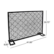 Benjara 30x41 Fireplace Screen- Classic Clover Trellis Pattern- Black Iron