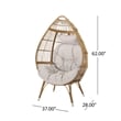Benjara Outdoor Accent Chair- Teardrop Cocoon w Beige Pillow- Brown PE Rattan