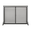 Benjara Fireplace Screen- 2 Doors- Open Diamond Mesh Design- Matte Black Iron
