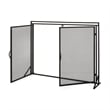 Benjara Fireplace Screen- 2 Doors- Open Diamond Mesh Design- Matte Black Iron