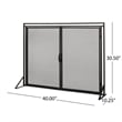 Benjara Fireplace Screen- 2 Doors- Open Diamond Mesh Design- Matte Black Iron