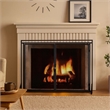 Benjara Fireplace Screen- 2 Doors- Open Diamond Mesh Design- Matte Black Iron