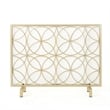 Benjara Gold Fireplace Screen- Single Panel Overlapping Circle Design- 41x31