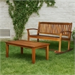Benjara Outdoor Rocking Loveseat Bench- 50 Inch- Natural Brown Acacia Wood