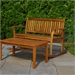 Benjara Outdoor Rocking Loveseat Bench- 50 Inch- Natural Brown Acacia Wood