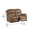 Benjara Charles Manual Recliner Loveseat- Chestnut Brown Faux Leather- 55 Inch