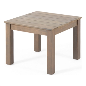 Benjara Elin Side End Table- 20&quot Slatted Square Top- Brown Acacia Wood