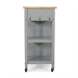 Benjara Rolling Kitchen Island Bar Cart- 1 Glass Door- Gray n Natural Brown