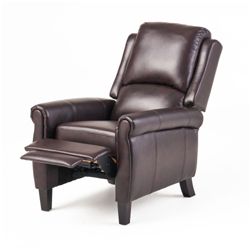 Benjara Manual Recliner Lounge Chair- Burgundy Brown Faux Leather Upholstery
