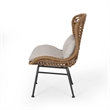 Benjara Slay Outdoor Accent Chair Set of 2- 25 Inch- Brown Woven Rattan- Iron