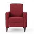 Benjara Dupe Manual Reclining Chair- Button Tufted Design- Red Polyester