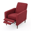 Benjara Dupe Manual Reclining Chair- Button Tufted Design- Red Polyester