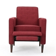 Benjara Dupe Manual Reclining Chair- Button Tufted Design- Red Polyester