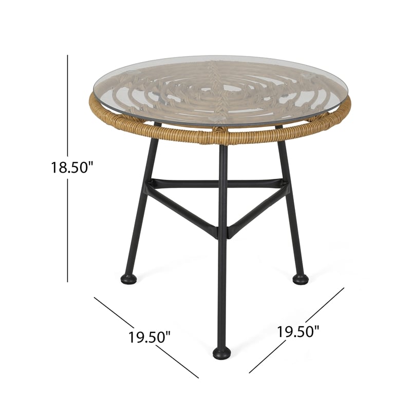 Benjara Tee Outdoor Side End Table- 20