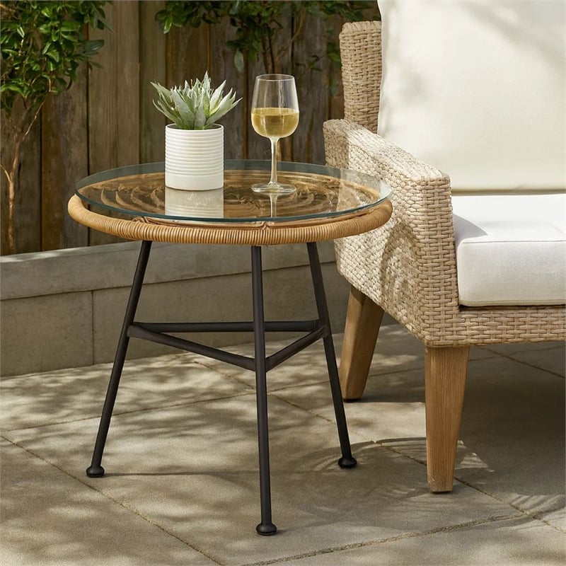 Benjara Tee Outdoor Side End Table- 20