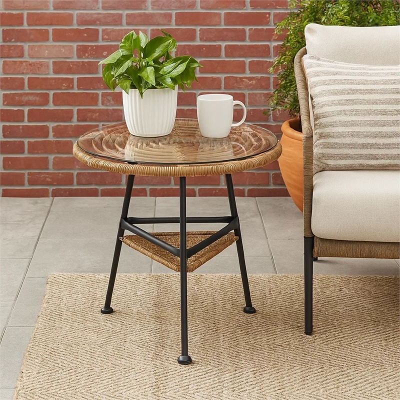 Benjara Tee Outdoor Side End Table- 20