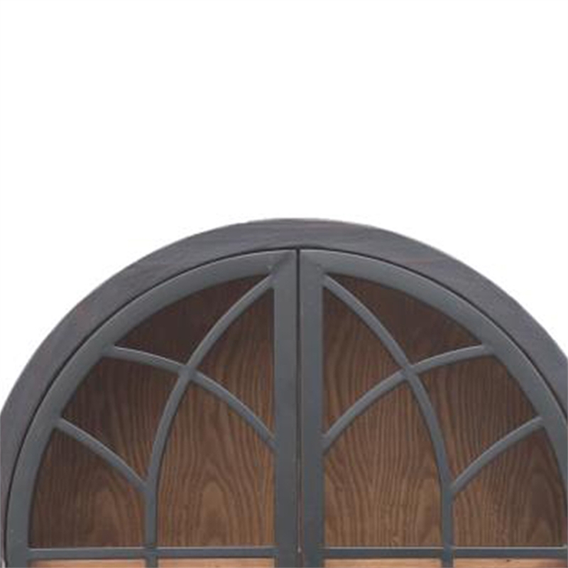 Benjara Veria Curio Wine Bar Cabinet- 2 Glass Arch Doors- Matte Black 71 Inch