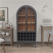 Benjara Veria Curio Wine Bar Cabinet- 2 Glass Arch Doors- Matte Black 71 Inch