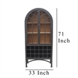 Benjara Veria Curio Wine Bar Cabinet- 2 Glass Arch Doors- Matte Black 71 Inch