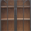 Benjara Veria Curio Wine Bar Cabinet- 2 Glass Arch Doors- Matte Black 71 Inch