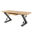 Benjara Meya Office Desk- Z Shaped Black Iron Base- 71