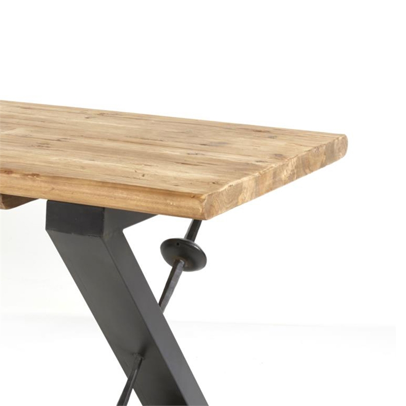 Benjara Meya Office Desk- Z Shaped Black Iron Base- 71