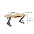 Benjara Meya Office Desk- Z Shaped Black Iron Base- 71