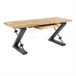 Benjara Meya Office Desk- Z Shaped Black Iron Base- 71
